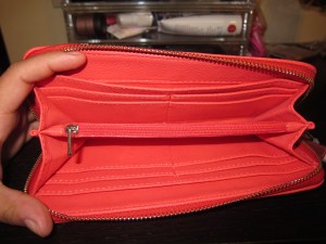 This is what my wallet looked like after the purchase... just kidding this is the inside of the Merona wallet. 