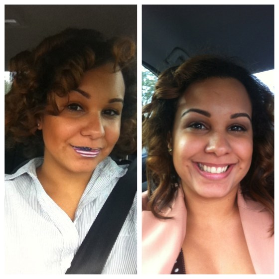 I integrated the use of rollers and my curling iron to blend the two textures and different colors (Im starting to grow my own little ombre' version for free)