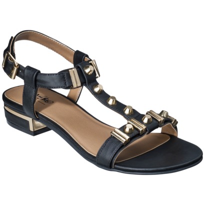 Mossimo Patrice Block Heeled Sandal with Gold Studs - Black