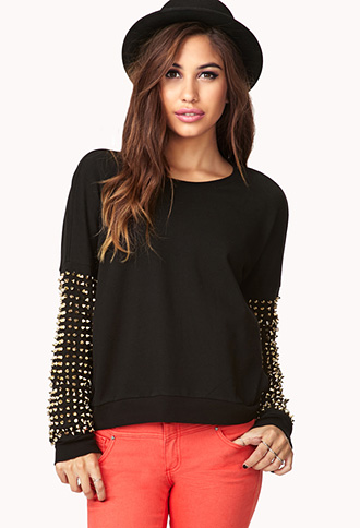 Forever 21 Spiked Sleeve Sweatshirt at $27.80