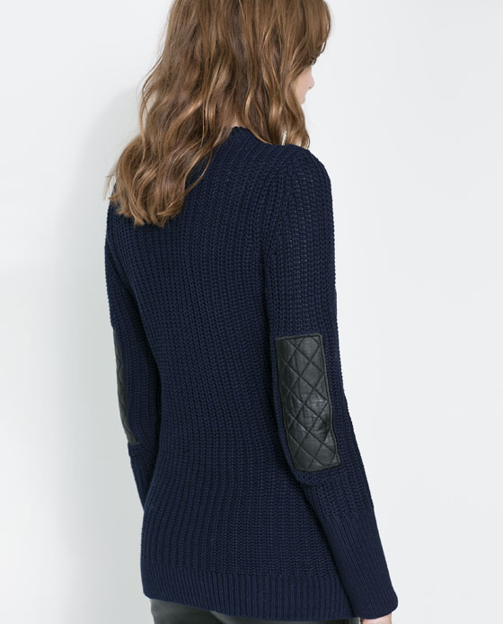 Zara- Long sweater with elbow patches & front zip features $79.99