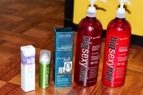 Urban Decay All Nighter Spray is my best friend of all time! Keeps my makeup totally intact!  Blow Pro texture spray is a new product for me and so far I am loving it! Perfect for the wavy hair days when you want to give your hair some umph! John Freida fine to full blow out spray has been working wonders for me! It creates body on the crown of my head, which is where I need the most volume. Big Sexy Hair sulfate free Volumizing shampoo and conditioner have a lightweight formula which have been helping my hair feel and appear fuller. 