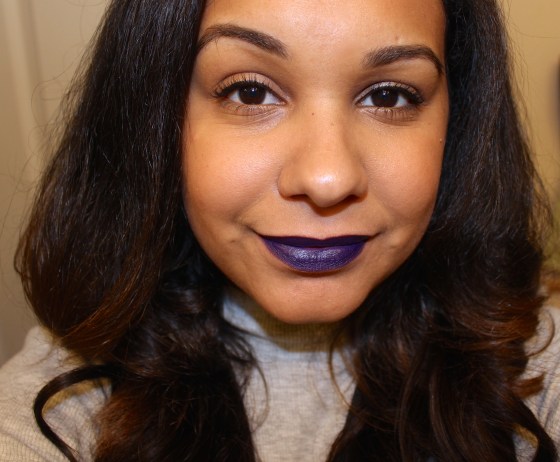 mac and nasty gal, gunnar, lipstick, winter, fall, color, purple, lips, makeup, motd, beauty, blogger, beauty blogger, swatch, on dark lips, dark skin