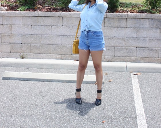 denim on denim, primark, shorts,nasty gal, heels, ootd, fashion, fblogger, blog