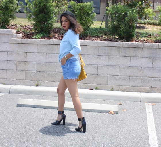 denim on denim, primark, shorts,nasty gal, heels, ootd, fashion, fblogger, blog