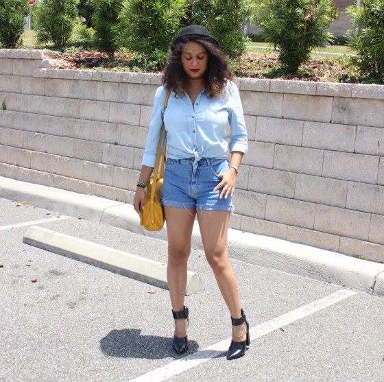 denim on denim, primark, shorts,nasty gal, heels, ootd, fashion, fblogger, blog